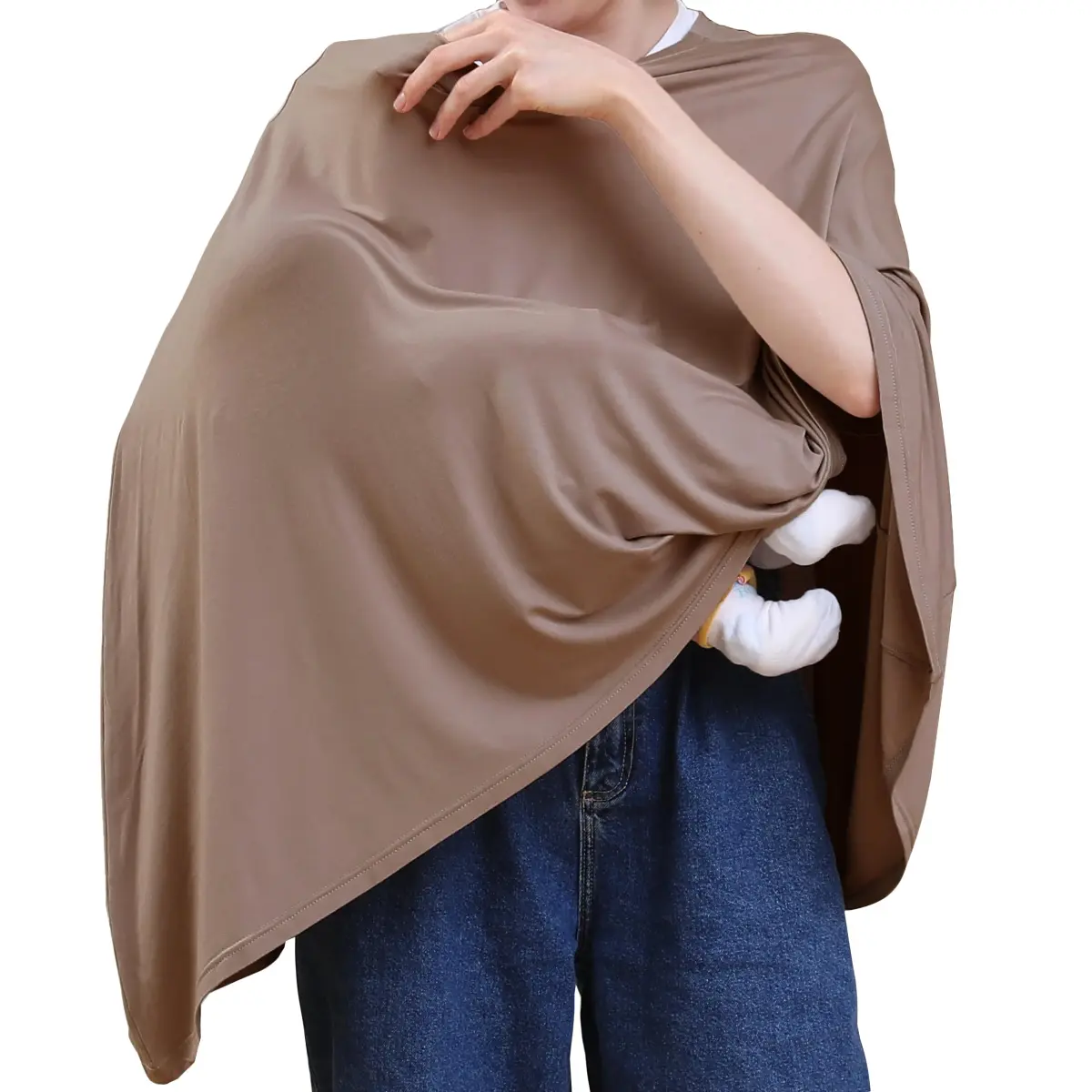 Seejoy Multi-use Nursing Cover for Breastfeeding, 360°Full Coverage Nursing Poncho, Smooth Rayon, Mocha | 120cm (47.2" ) x 66cm (26" ) - main product image