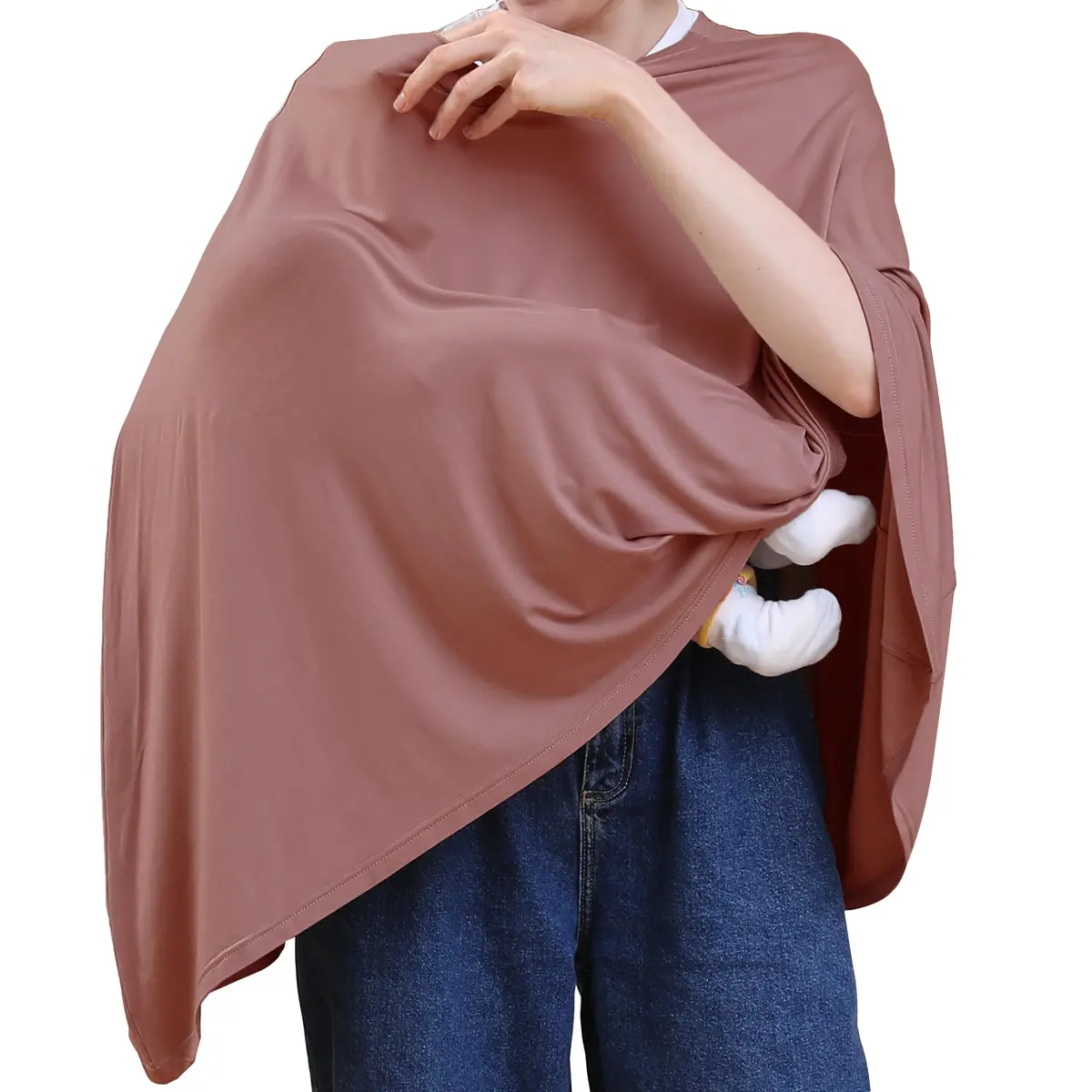 Seejoy Multi-use Nursing Cover for Breastfeeding, 360°Full Coverage Nursing Poncho, Smooth Rayon, Blush | Breathable & Soft for Indian Mothers - main product image