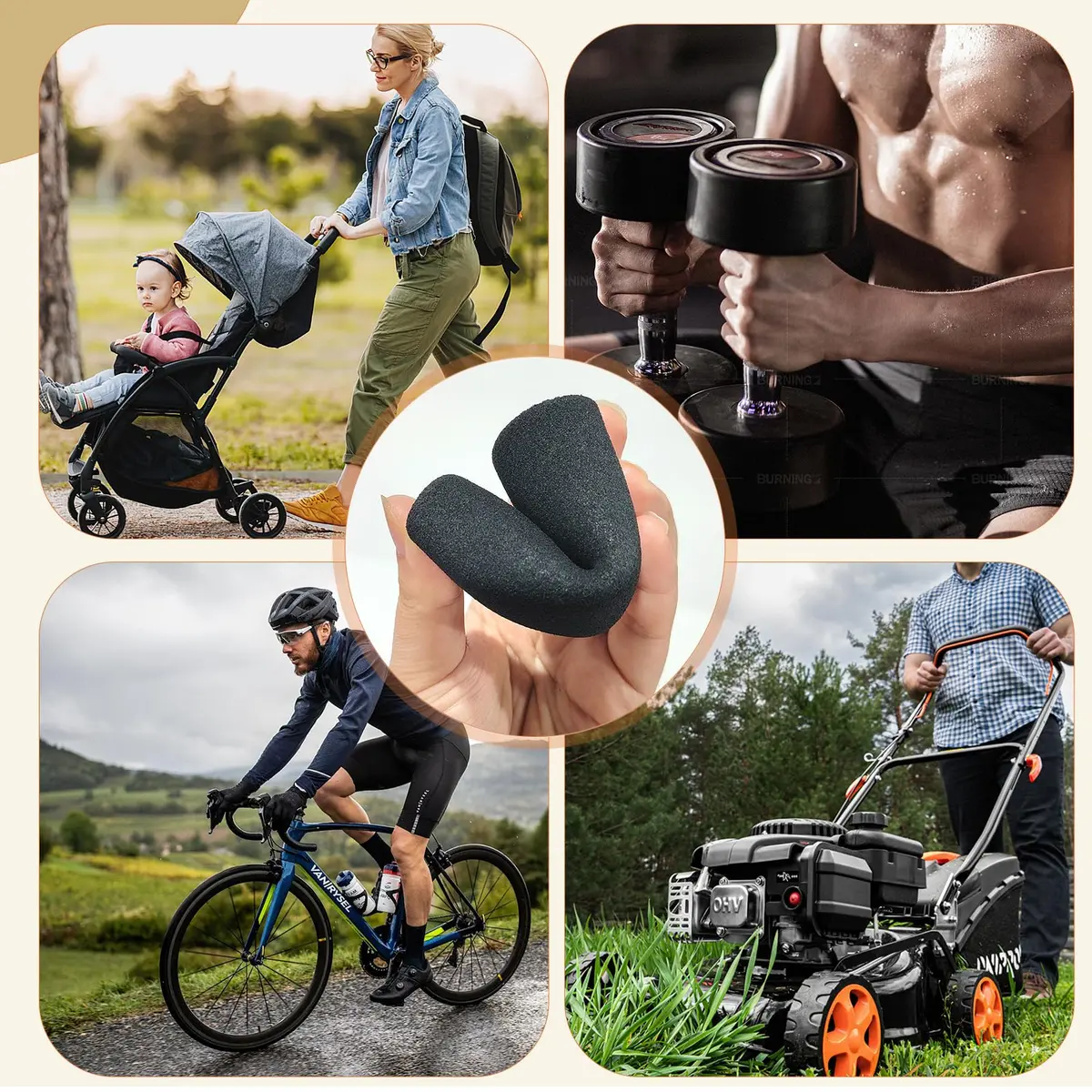 AKLVBL Black 4 Pcs Universal Handle Grips 10.9cm (4.3 Inch) | NBR Rubber Foam Comfort Grip for Gym, Bike, Tools - view 6