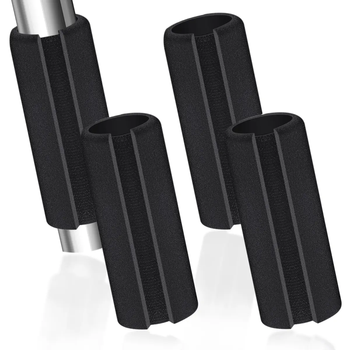 AKLVBL Black 4 Pcs Universal Handle Grips 10.9cm (4.3 Inch) | NBR Rubber Foam Comfort Grip for Gym, Bike, Tools - main product image