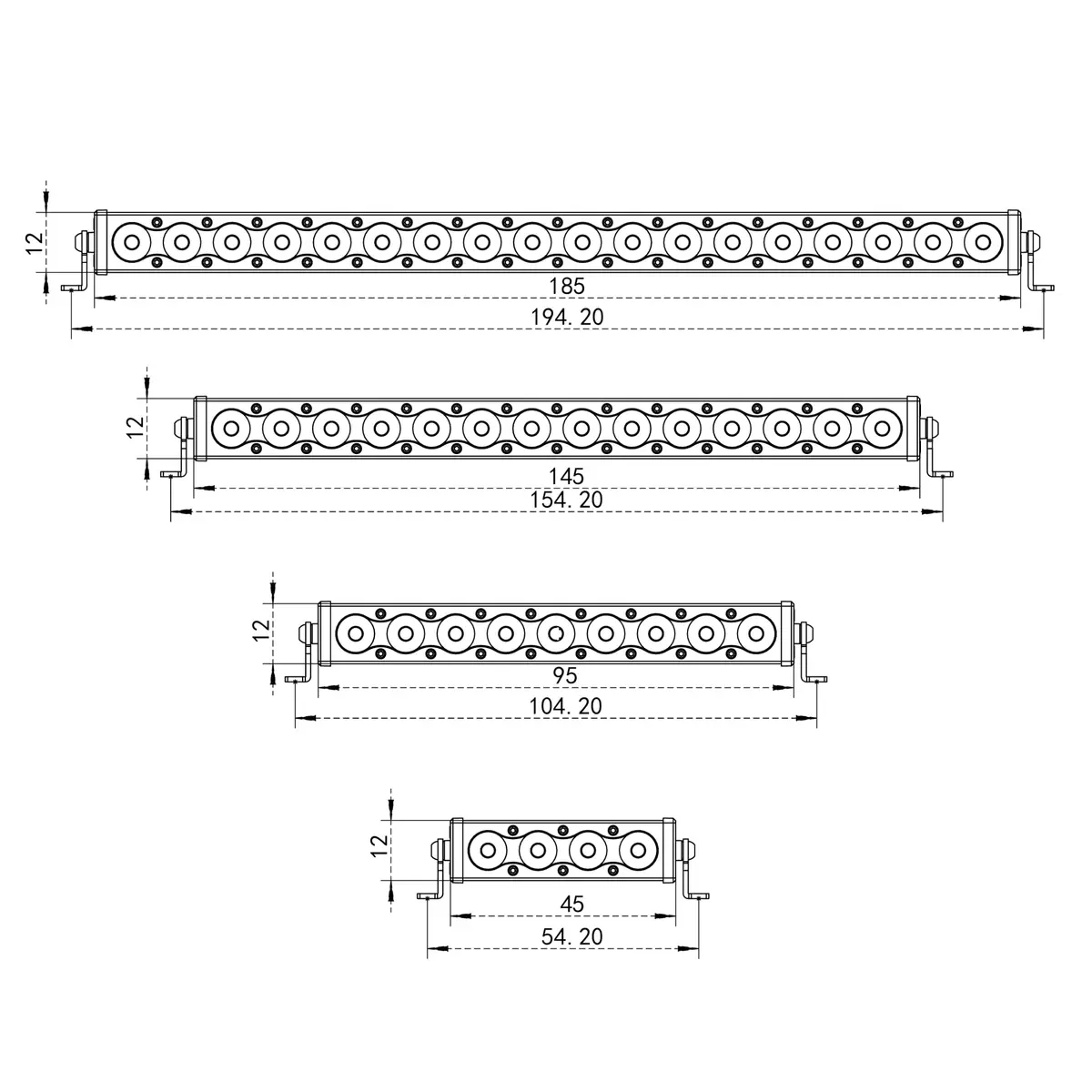 MEUS RACING RC Car LED Roof Light Bar Kit - 1/10 1/8 Scale RC Upgrades for Axial SCX10, Wraith, Traxxas TRX4, TRX6, Redcat Gen8 (95mm, 9 Beads) - view 2