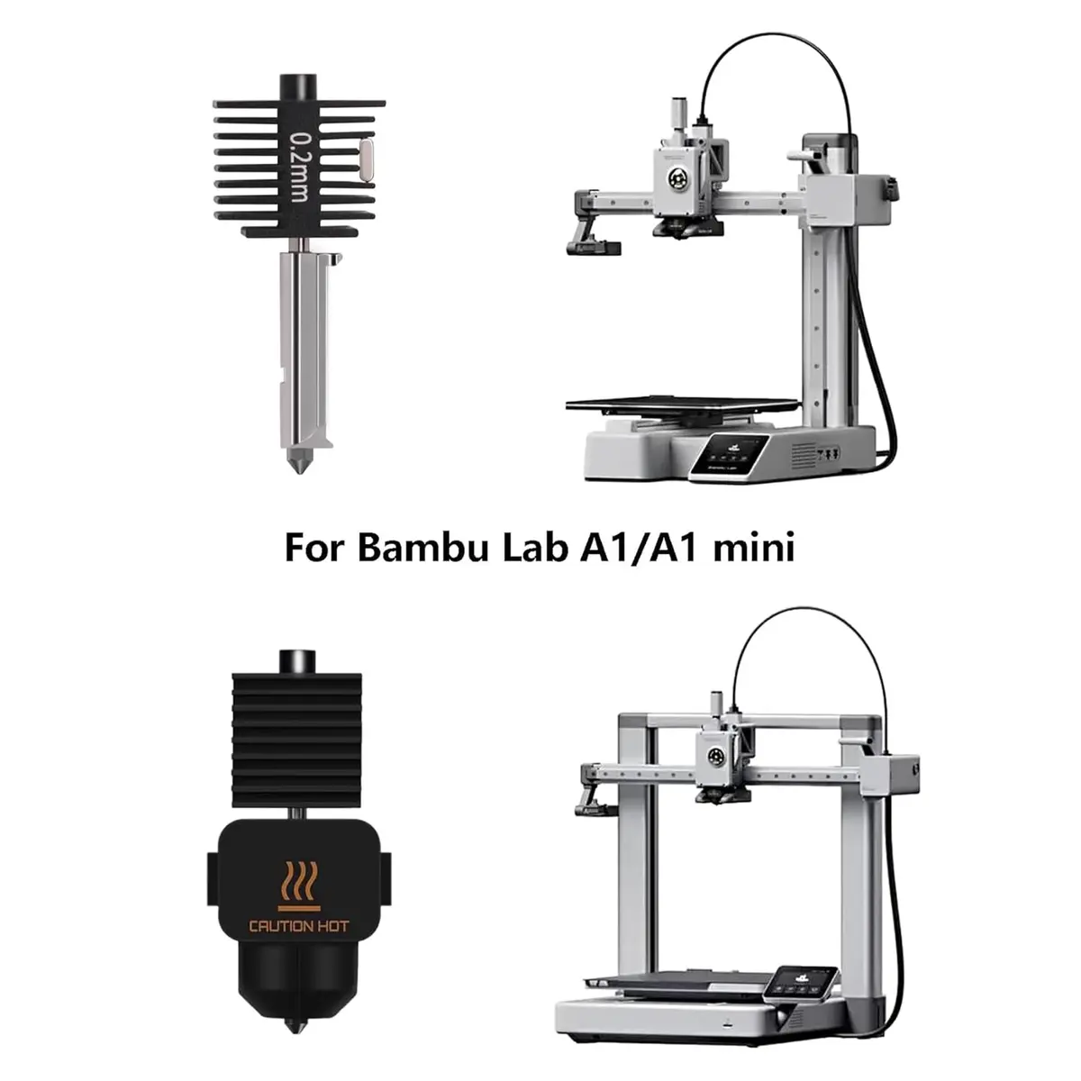 LANKEGU Hotend Kit for Bambu Lab A1/A1 Mini 3D Printers with 0.2/0.4/0.6mm Hardened Steel Nozzles & Silicone Sock - view 6