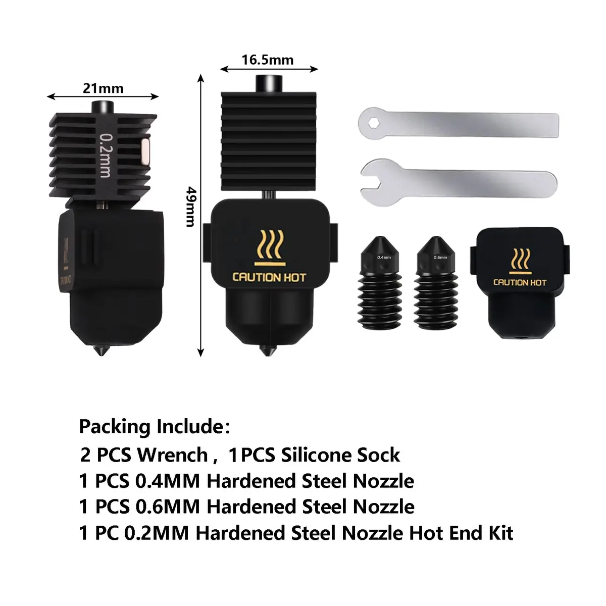 LANKEGU Hotend Kit for Bambu Lab A1/A1 Mini 3D Printers with 0.2/0.4/0.6mm Hardened Steel Nozzles & Silicone Sock - view 2