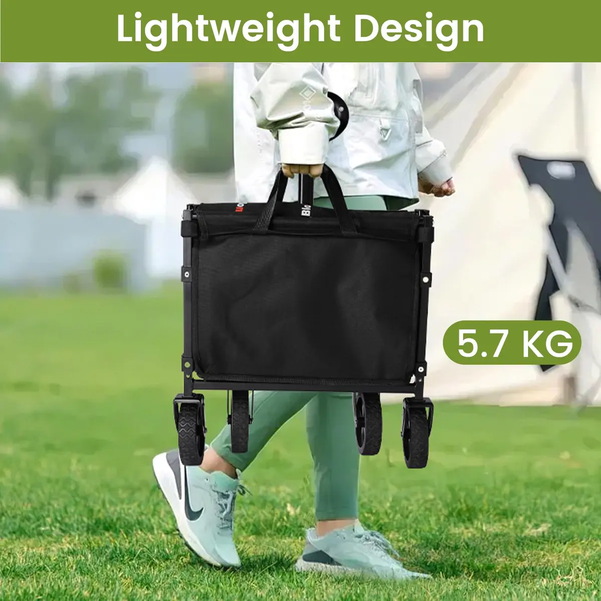 Blomoba Folding Wagon Cart with Wheels, 220lbs Capacity | All-Terrain & Space-Saving Design - view 4