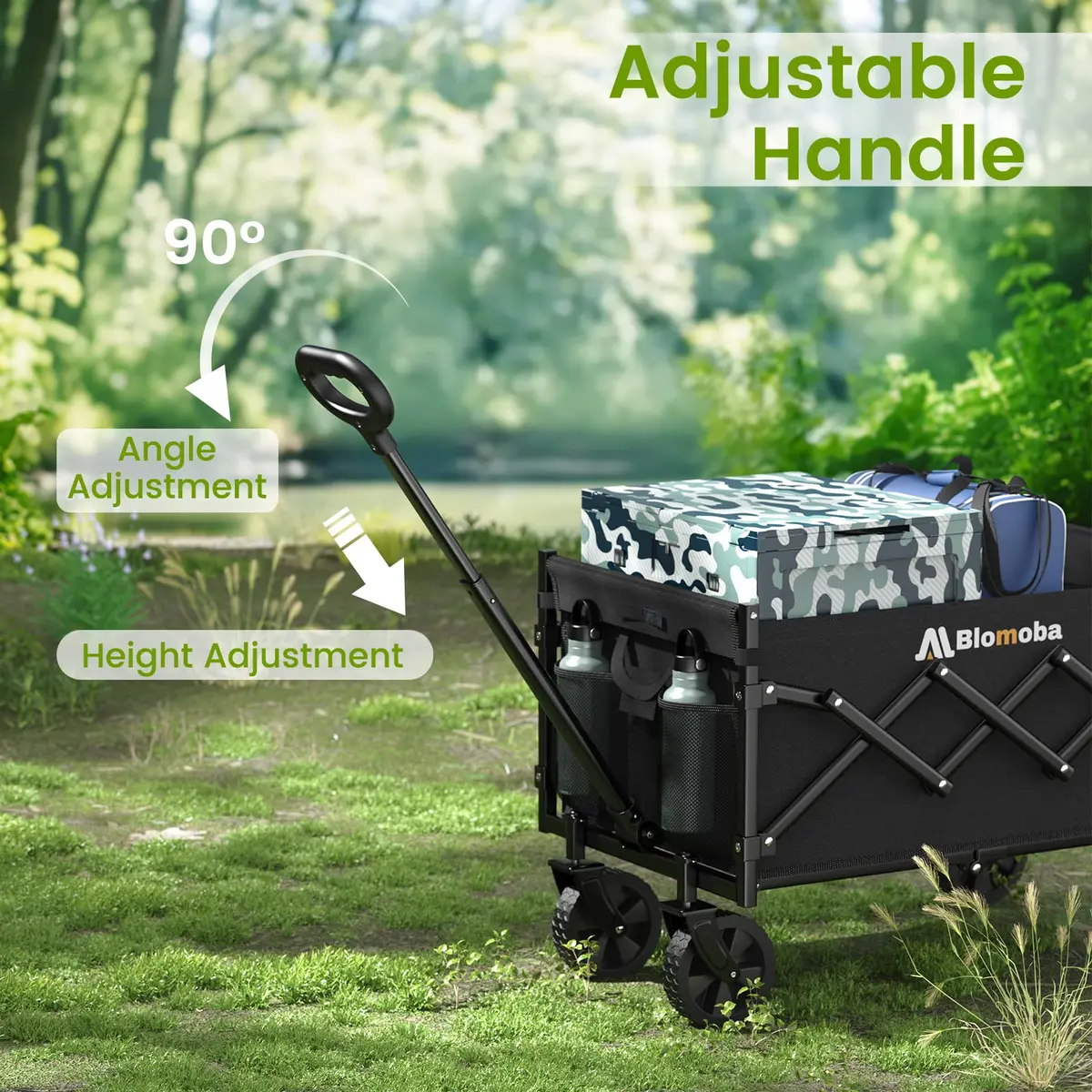 Blomoba Folding Wagon Cart with Wheels, 220lbs Capacity | All-Terrain & Space-Saving Design - view 6