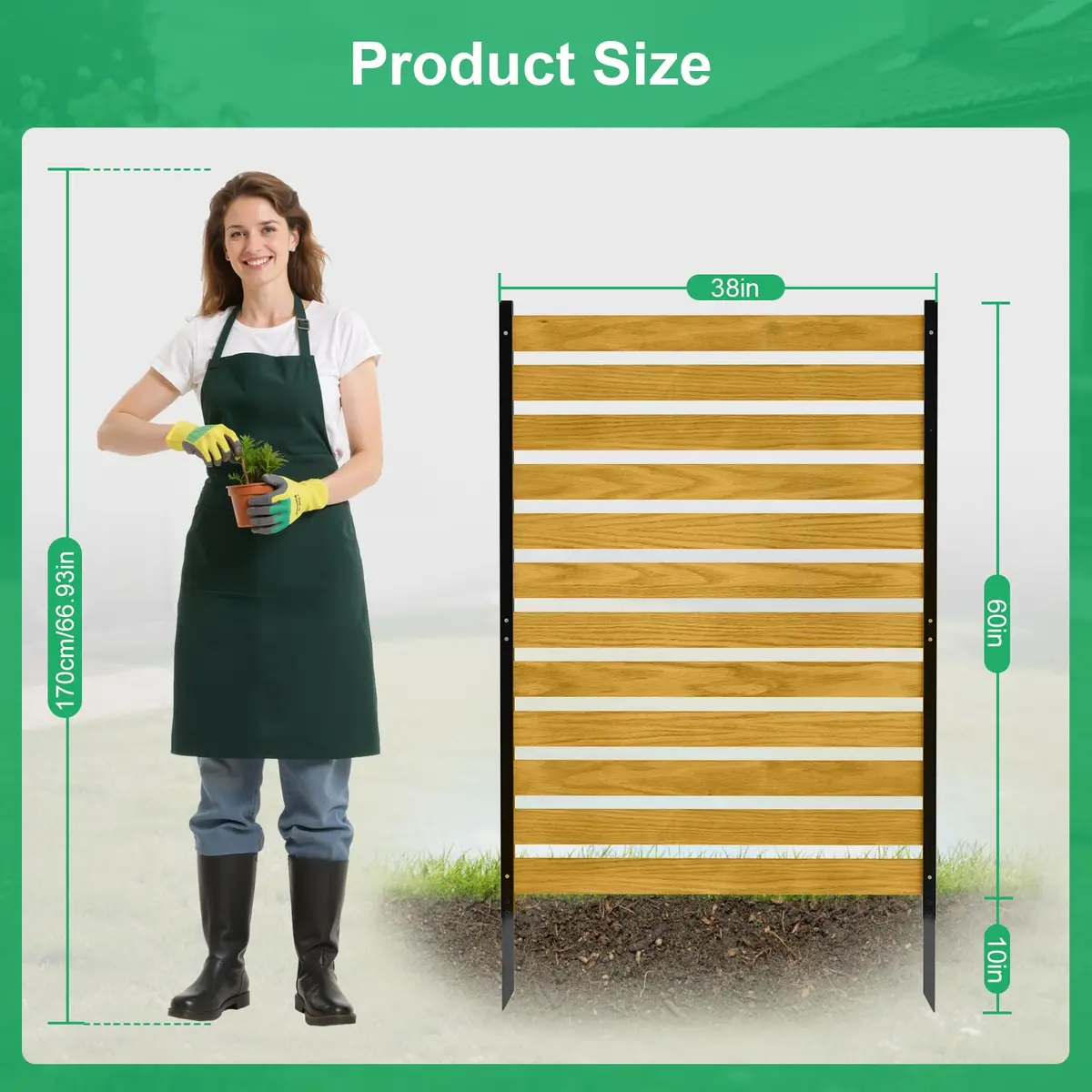 DoCred 38" W x 60" H Wood Privacy Fence Panel | Outdoor Garden Privacy Screen with Metal Stakes - view 6