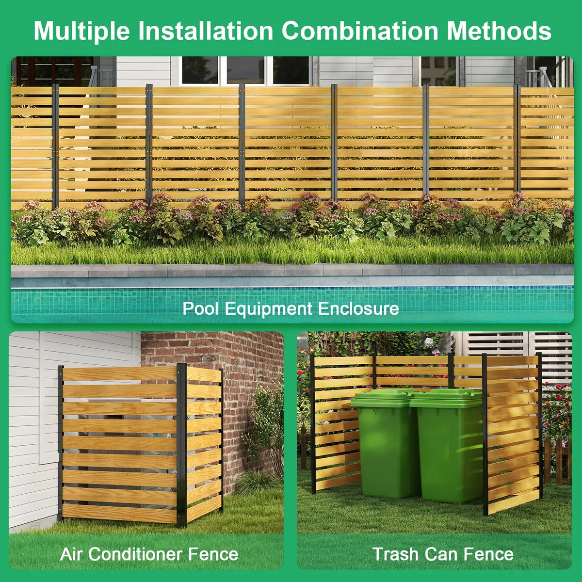 DoCred 38" W x 60" H Wood Privacy Fence Panel | Outdoor Garden Privacy Screen with Metal Stakes - view 7
