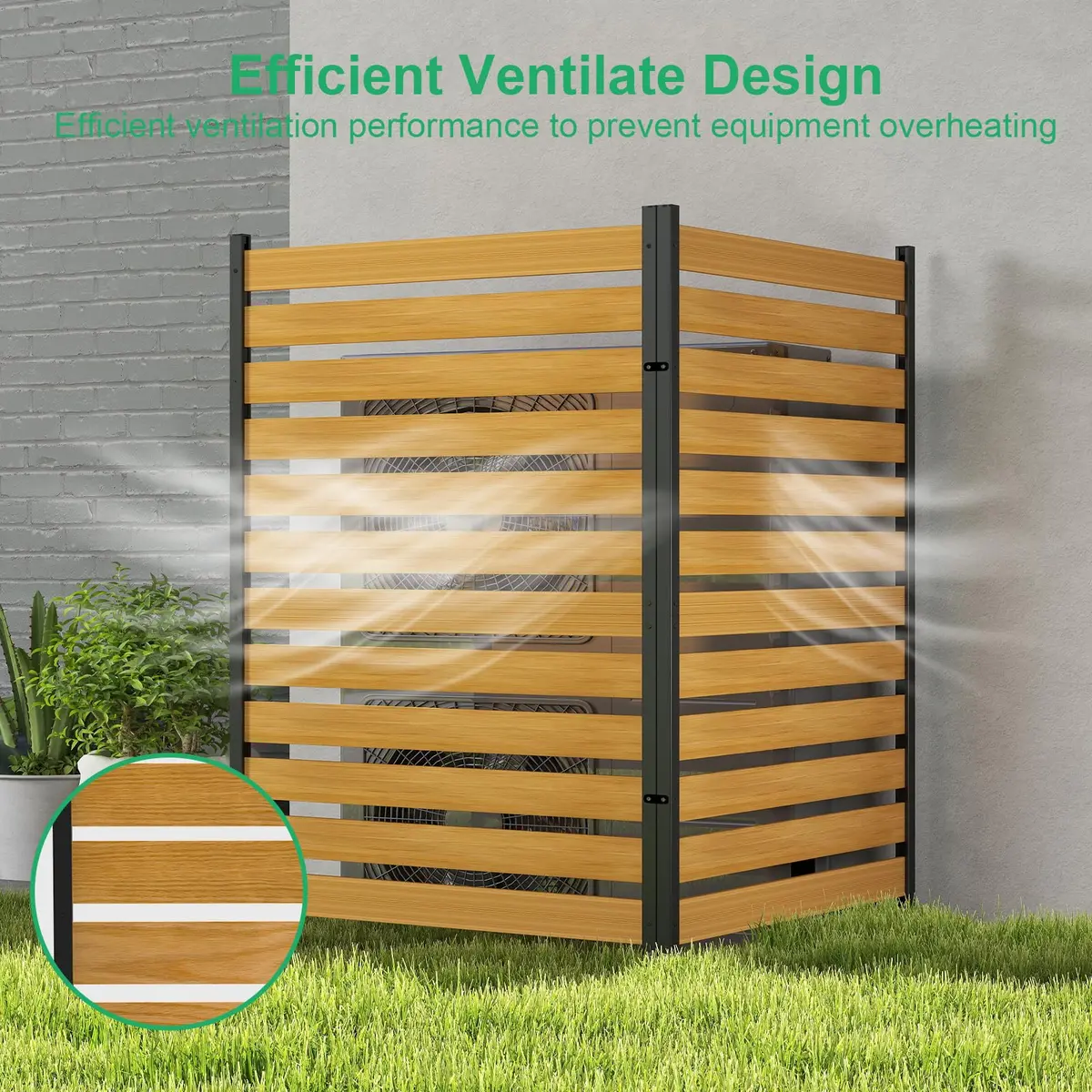 DoCred 38" W x 60" H Wood Privacy Fence Panel | Outdoor Garden Privacy Screen with Metal Stakes - view 3