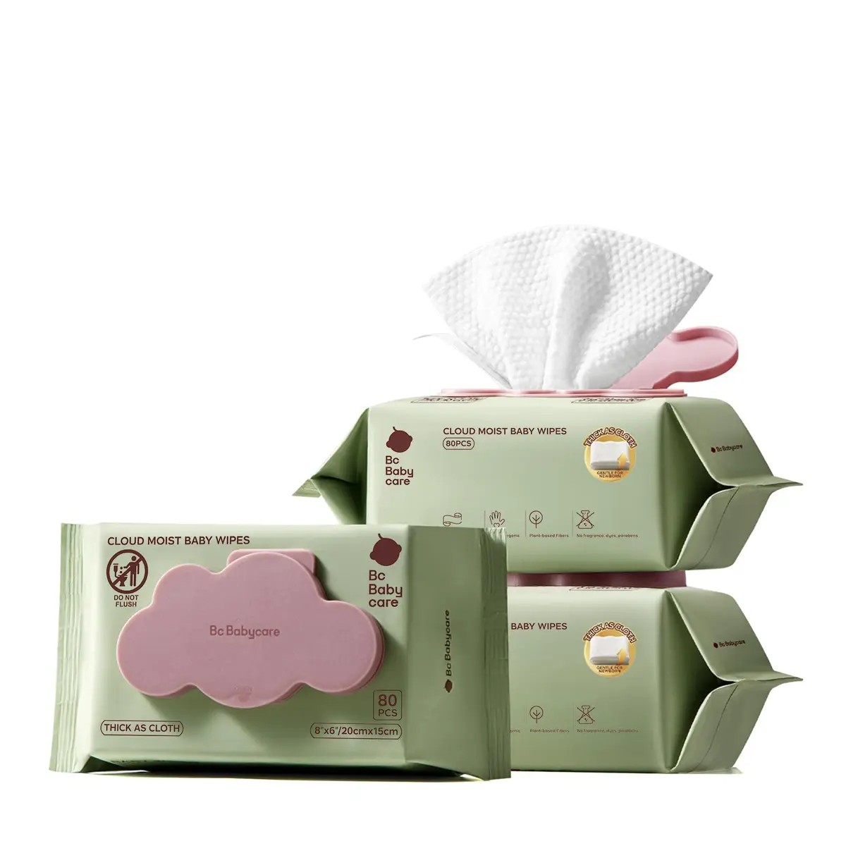 bc babycare Cloud Moist Baby Wipes, Thick & XL, 99% Water | Ultra-Hydrating, Unscented, Hypoallergenic for Sensitive Skin - main product image