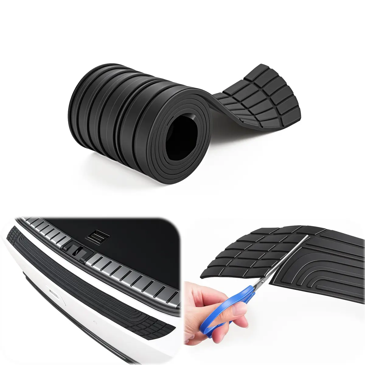 SINGARO Car Rear Bumper Protector 42inch x3.4inch | Rubber Anti-Scratch Exterior Accessory - main product image