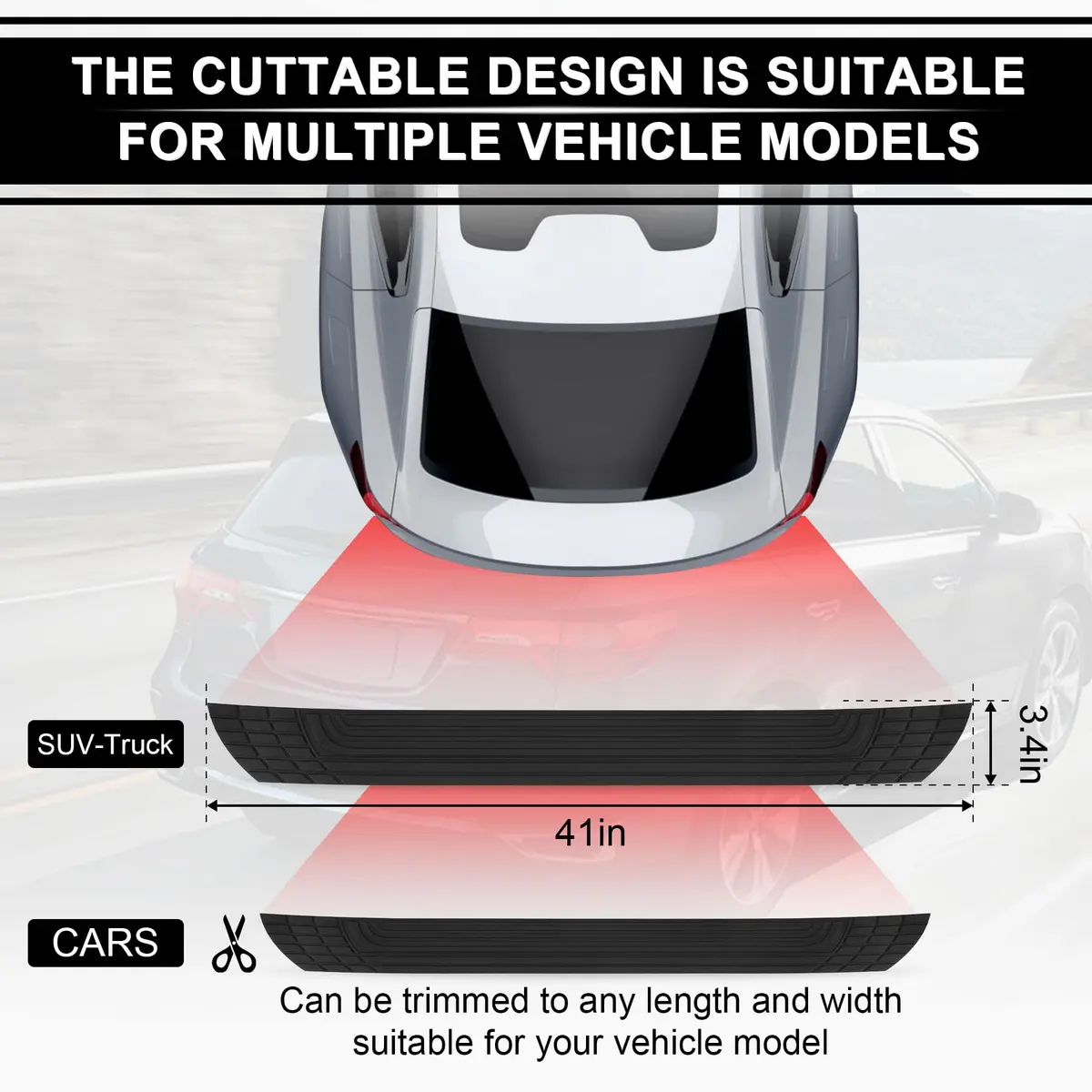 SINGARO Car Rear Bumper Protector 42inch x3.4inch | Rubber Anti-Scratch Exterior Accessory - view 6