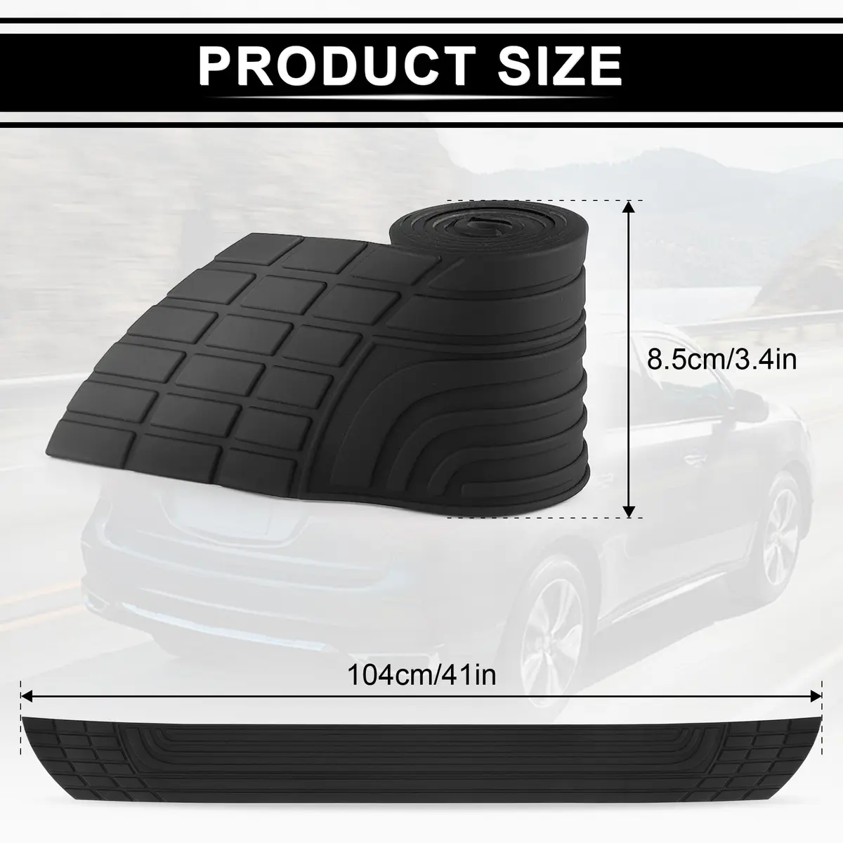 SINGARO Car Rear Bumper Protector 42inch x3.4inch | Rubber Anti-Scratch Exterior Accessory - view 2