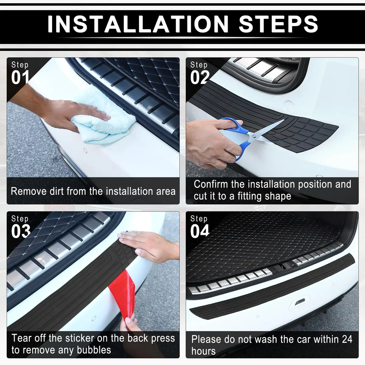 SINGARO Car Rear Bumper Protector 42inch x3.4inch | Rubber Anti-Scratch Exterior Accessory - view 4