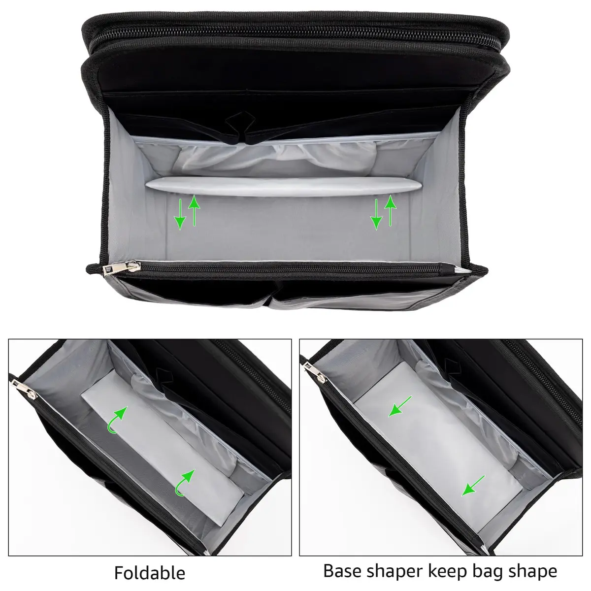 Yoillione Backpack Organizer Insert with Base Shaper - Lightweight Bag Organizer with 17 Pockets & Zipper, 34cm (13.4'') Height, Black | Fits Most Backpacks - view 4