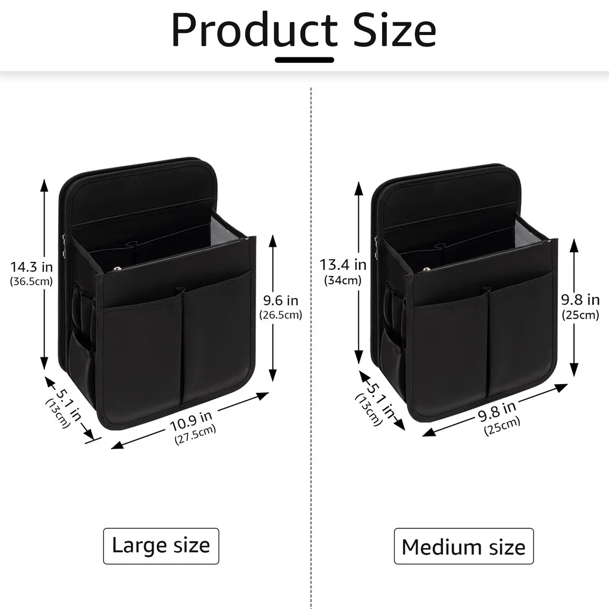 Yoillione Backpack Organizer Insert with Base Shaper - Lightweight Bag Organizer with 17 Pockets & Zipper, 34cm (13.4'') Height, Black | Fits Most Backpacks - view 2