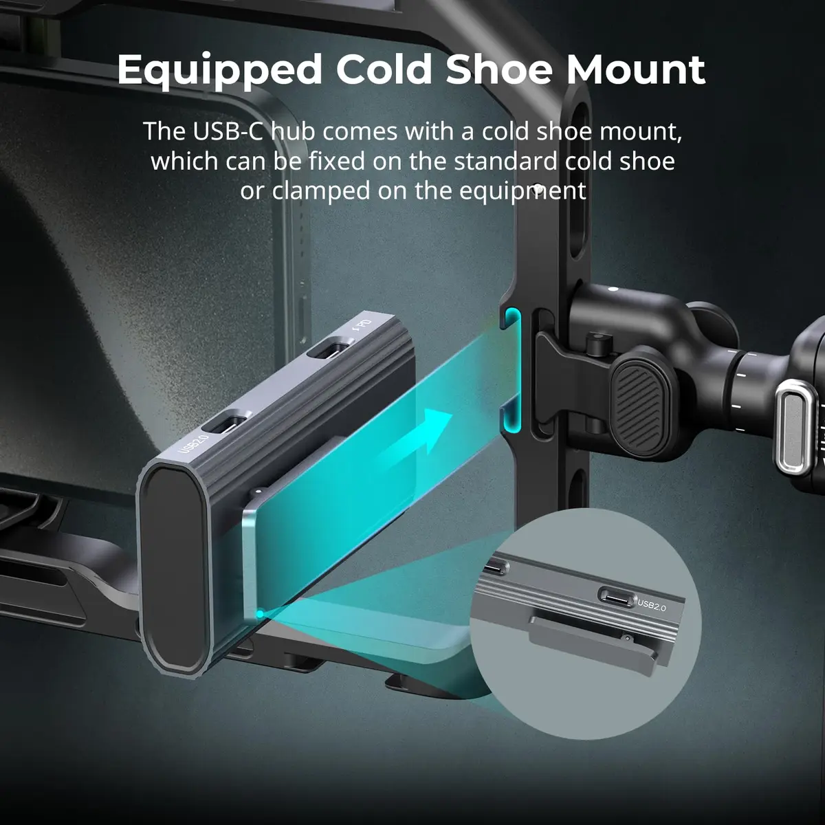 SmallRig 4-in-1 USB-C Hub with Cold Shoe Mount | PD 100W, 4 Ports, Compact Design - view 6