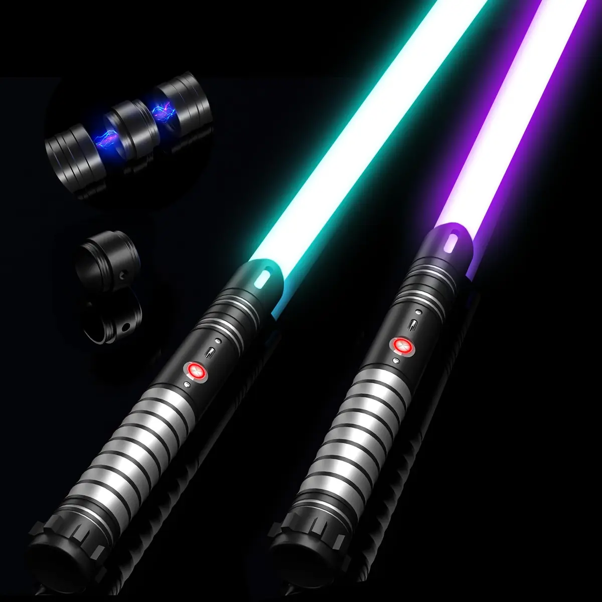 Viglaschill 2-in-1 Detachable Lightsaber Toy - 20 Colors, 4 Modes & Sounds, Type-C Rechargeable, Real Lightsaber for Kids & Adults (Silver Ring) | 32.5 inches - main product image