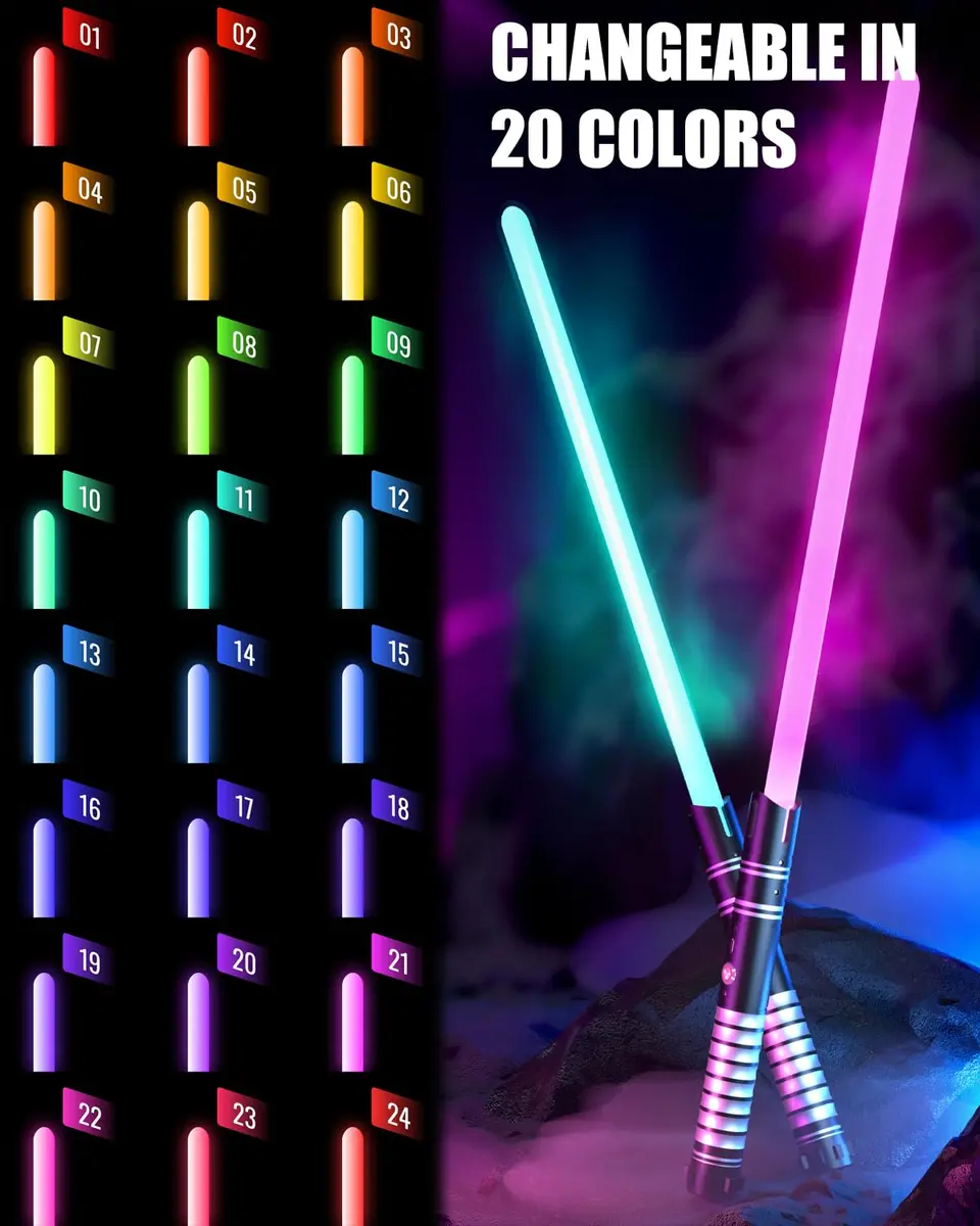 Viglaschill 2-in-1 Detachable Lightsaber Toy - 20 Colors, 4 Modes & Sounds, Type-C Rechargeable, Real Lightsaber for Kids & Adults (Silver Ring) | 32.5 inches - view 2