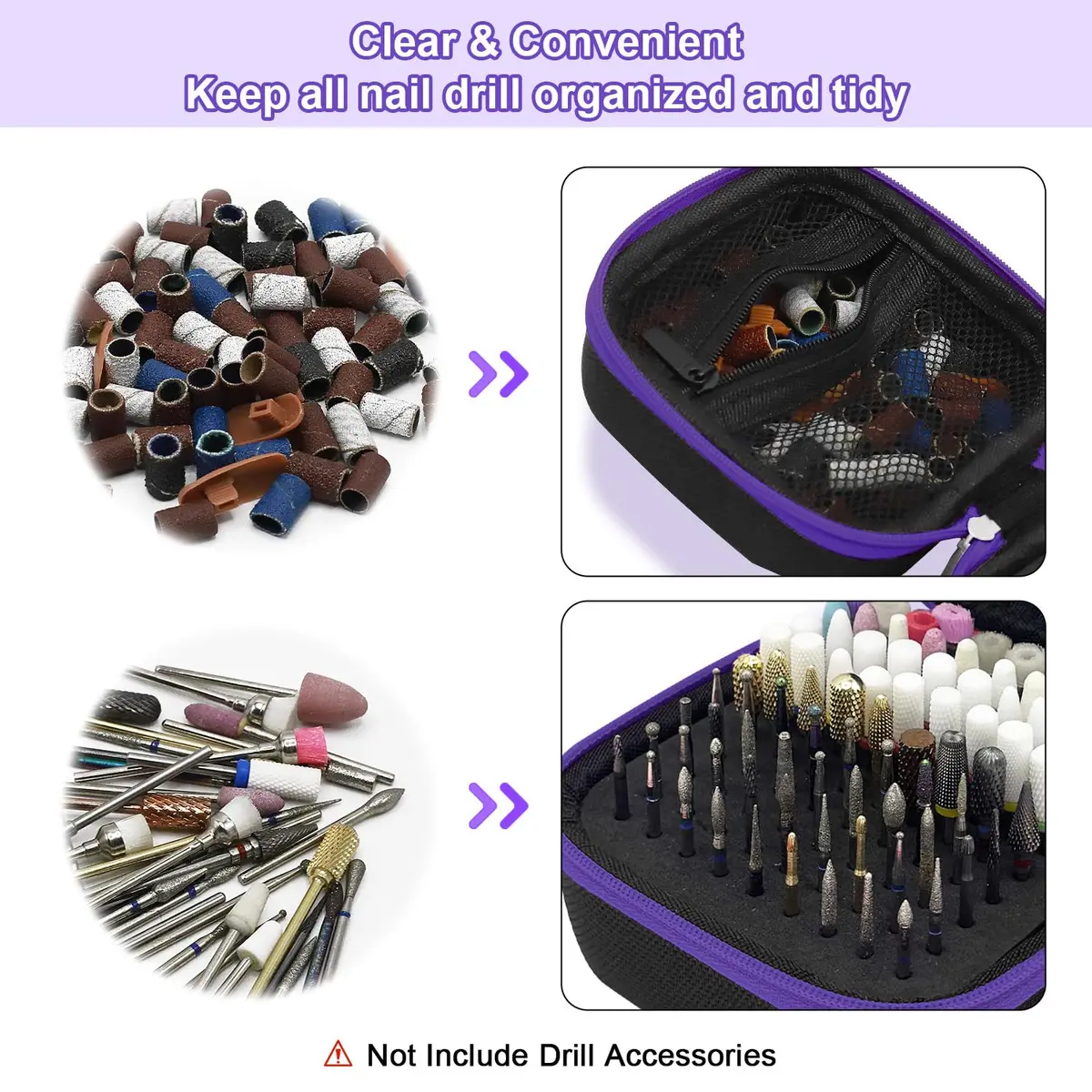 Thowapou 81 Holes Nail Drill Bit Holder Case - Purple | Compact & Organized Storage for 3/32" Bits - view 3