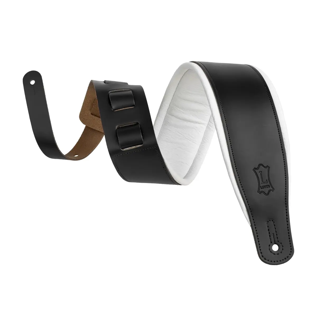 Levy's Leathers Deluxe 3" Padded Leather Guitar Strap; Black & White | Adjustable 37"-51" - main product image
