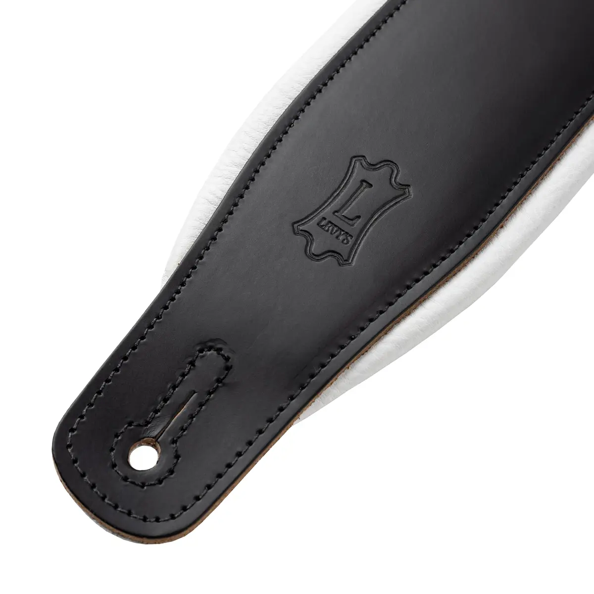 Levy's Leathers Deluxe 3" Padded Leather Guitar Strap; Black & White | Adjustable 37"-51" - view 8