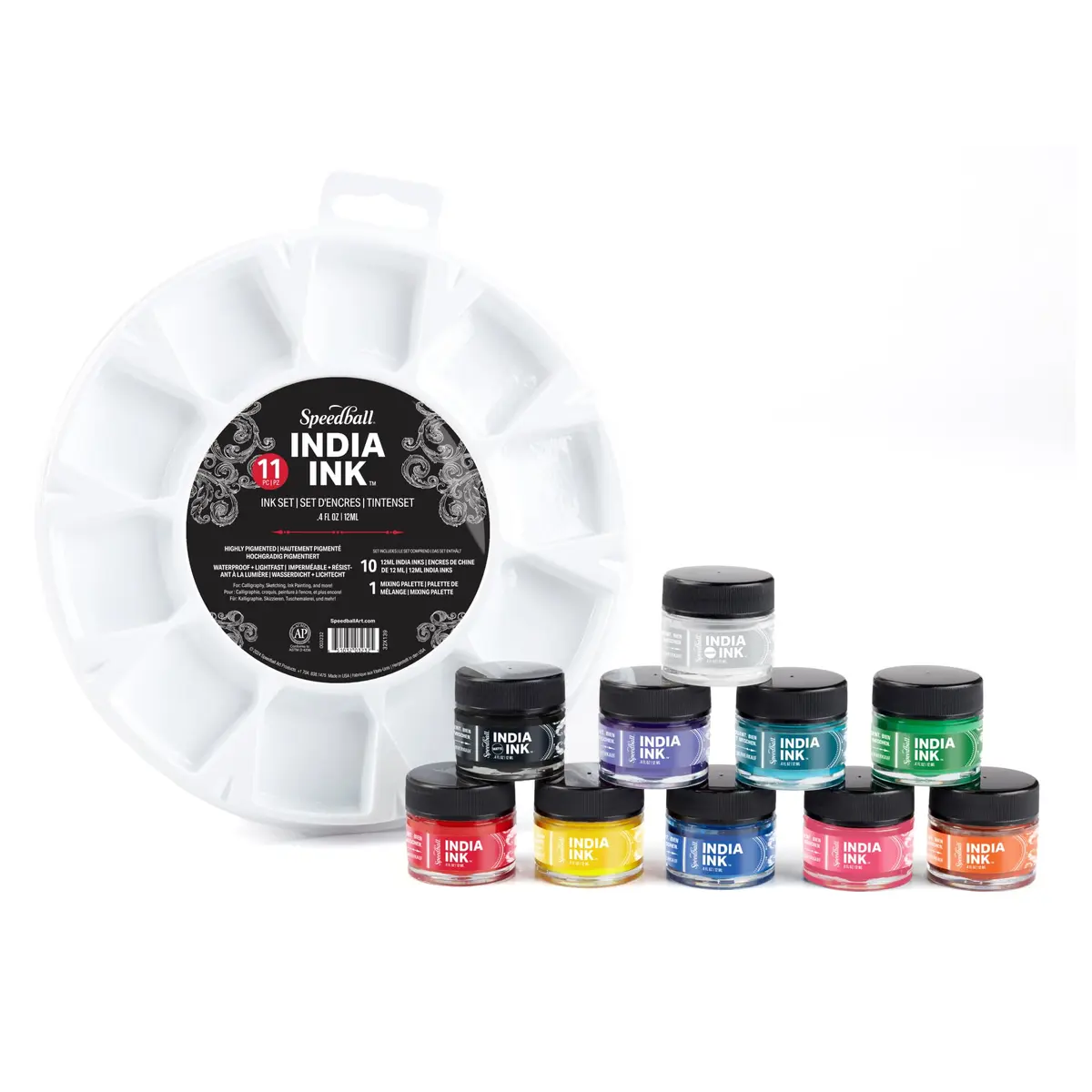 Speedball India Ink Set, 11 Piece | High-Quality Pigment for Artists & Hobbyists - main product image