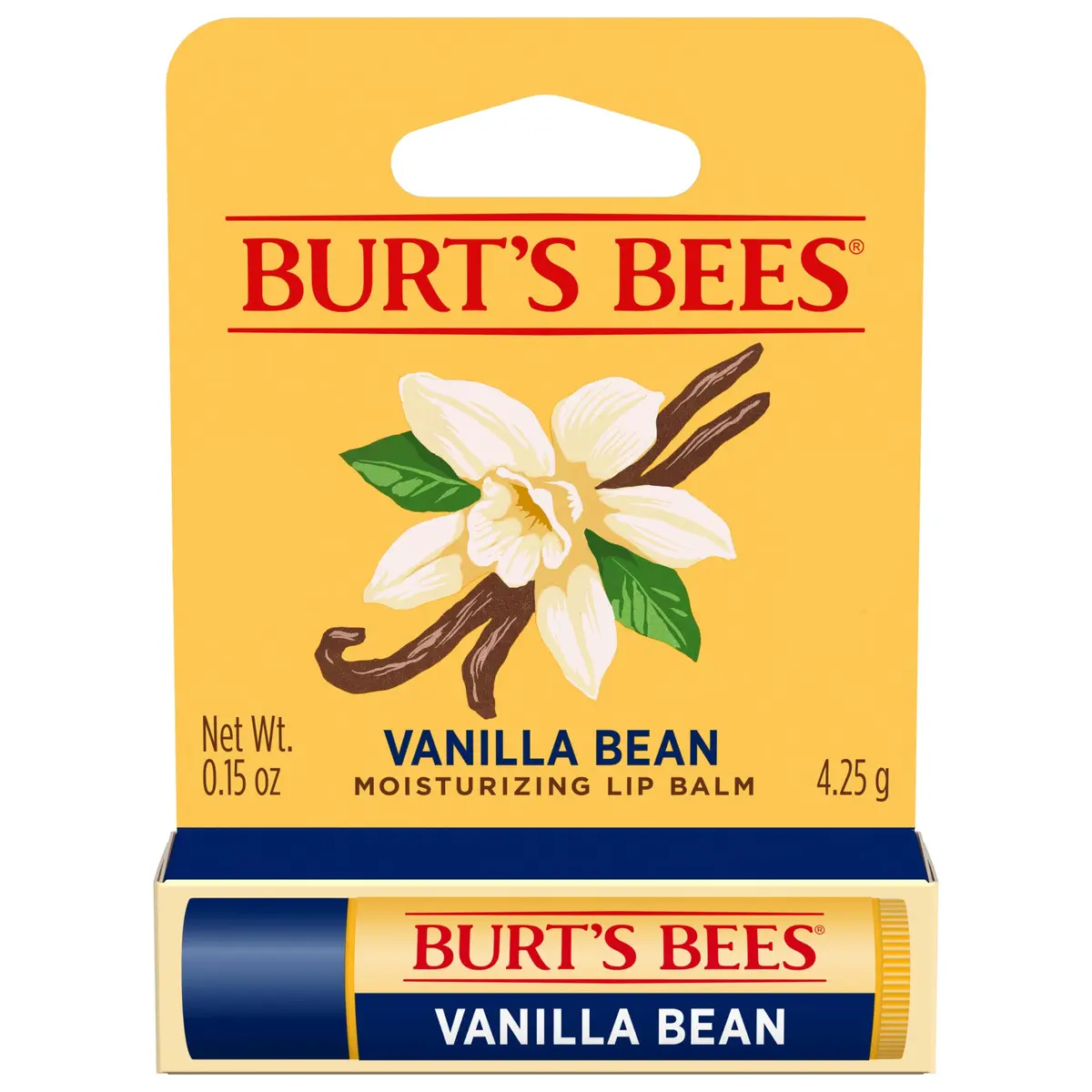 Burt's Bees Lip Balm, Vanilla Bean, 0.15 oz | Natural Conditioning Moisturizer - main product image