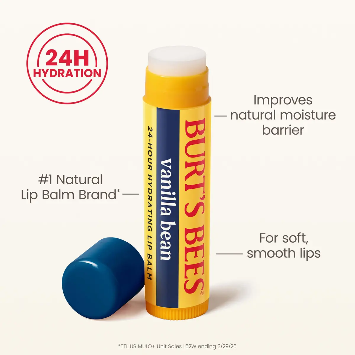 Burt's Bees Lip Balm, Vanilla Bean, 0.15 oz | Natural Conditioning Moisturizer - view 5