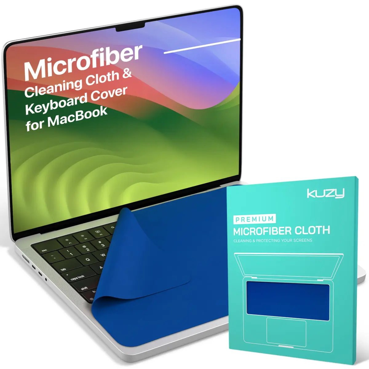 Kuzy Microfiber Screen Cleaner & Keyboard Protector for MacBook 14" & Air 13" Navy Blue | Scratch-Free & Anti-Imprint - main product image