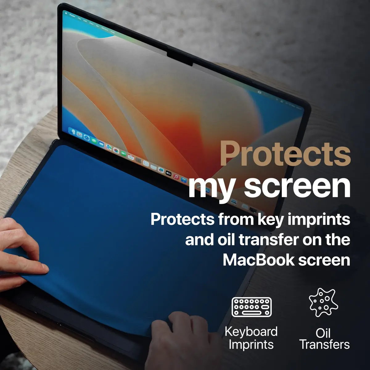 Kuzy Microfiber Screen Cleaner & Keyboard Protector for MacBook 14" & Air 13" Navy Blue | Scratch-Free & Anti-Imprint - view 2
