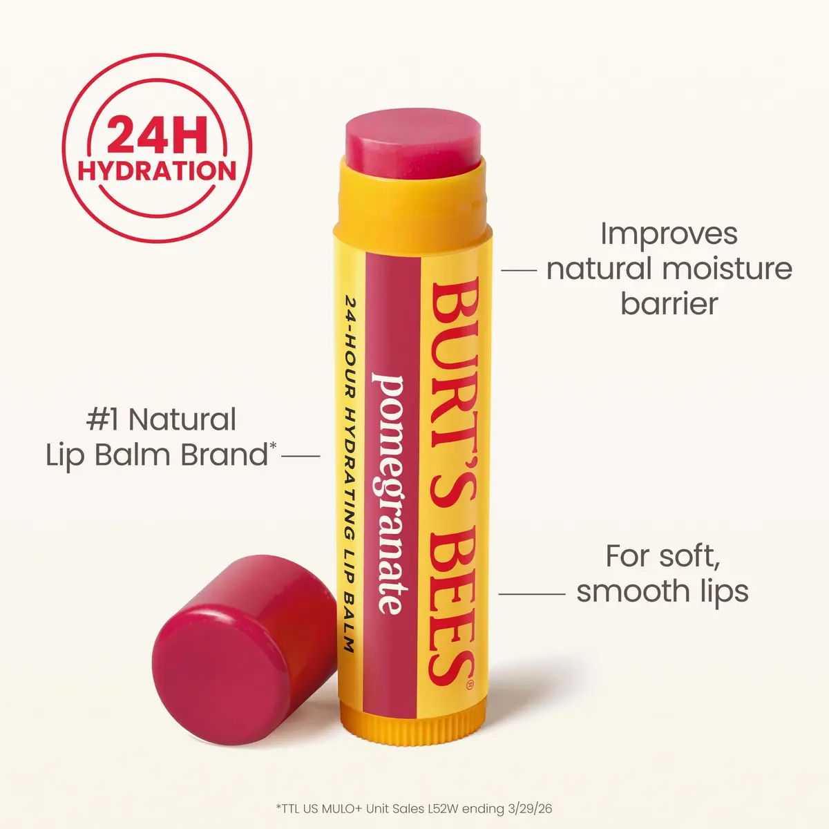 Burt's Bees Lip Balm, Pomegranate | Natural Moisturizer for Dry & Chapped Lips - view 5
