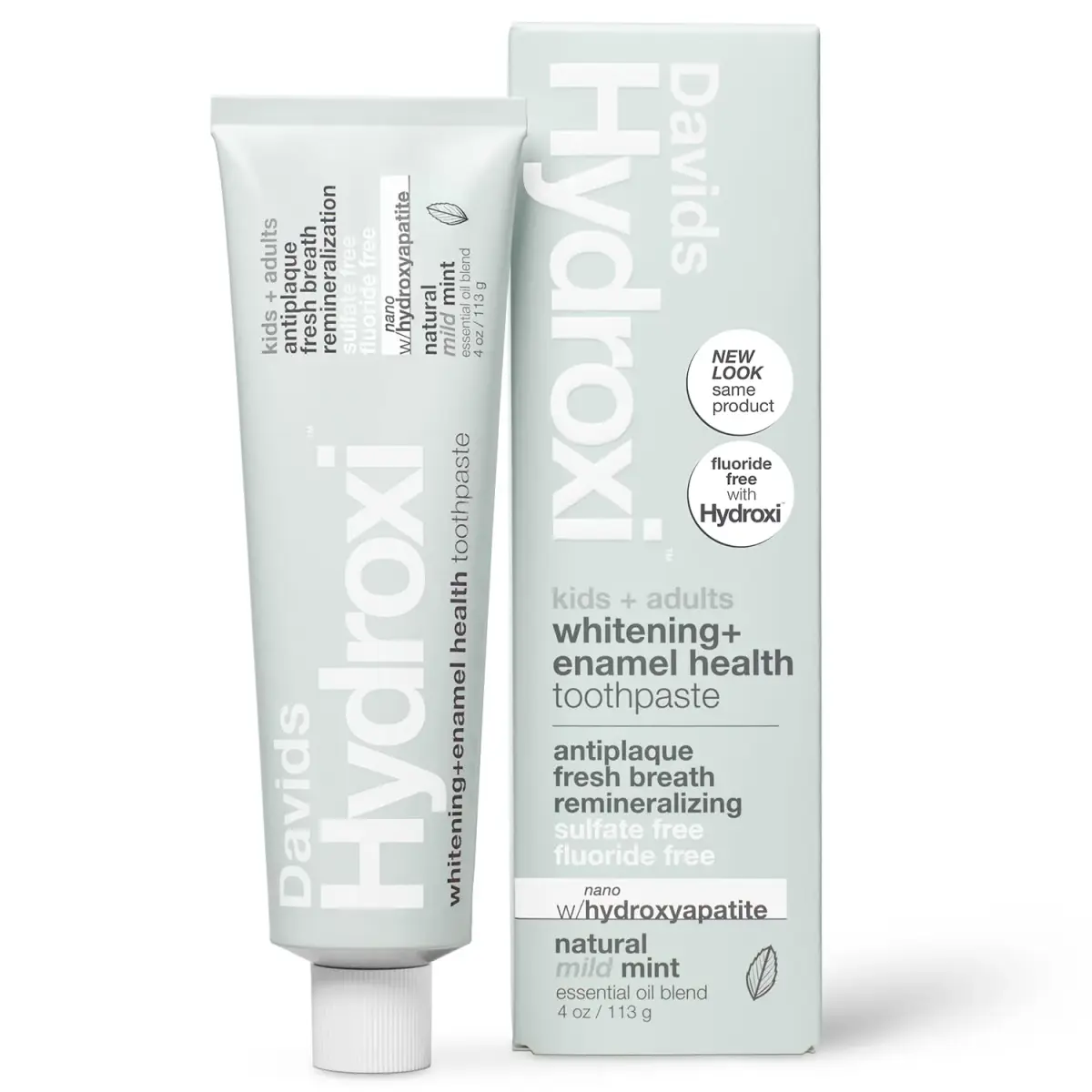 Davids Nano Hydroxyapatite Toothpaste Fluoride Free Mild Peppermint 4oz (113g) | EWG Verified & USA Origin Ingredients - main product image