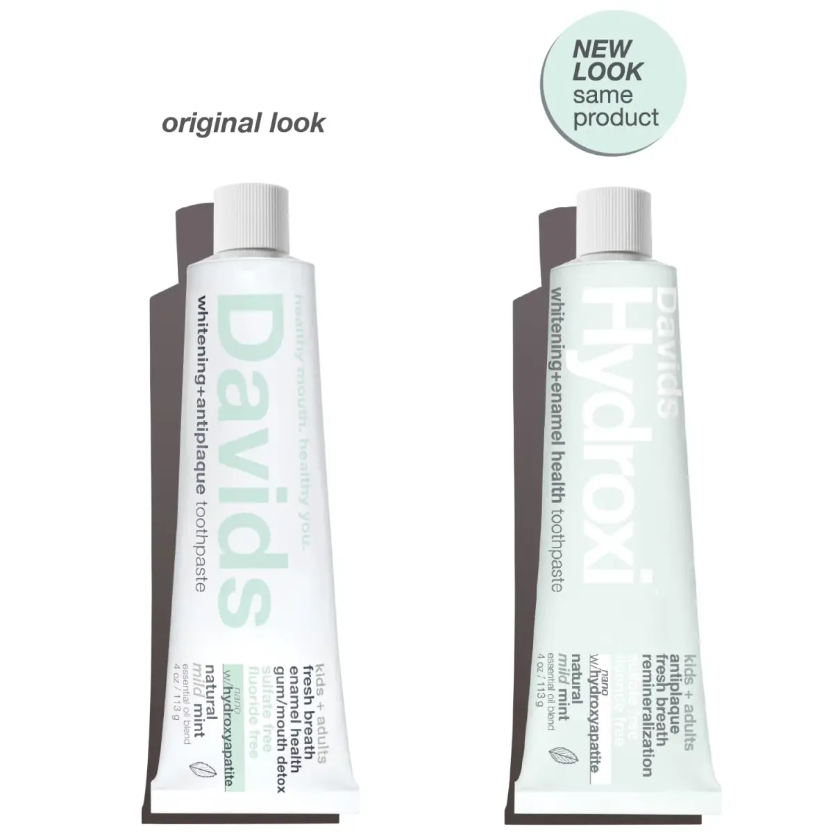 Davids Nano Hydroxyapatite Toothpaste Fluoride Free Mild Peppermint 4oz (113g) | EWG Verified & USA Origin Ingredients - view 2