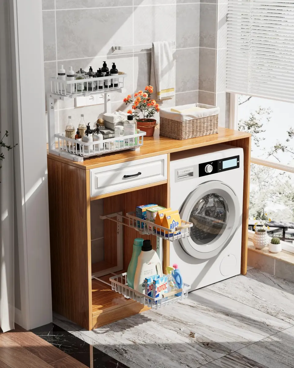 Hahaemall White Under Sink Organizer Storage | 2-Tier Metal Rack for Kitchen & Bathroom - view 7