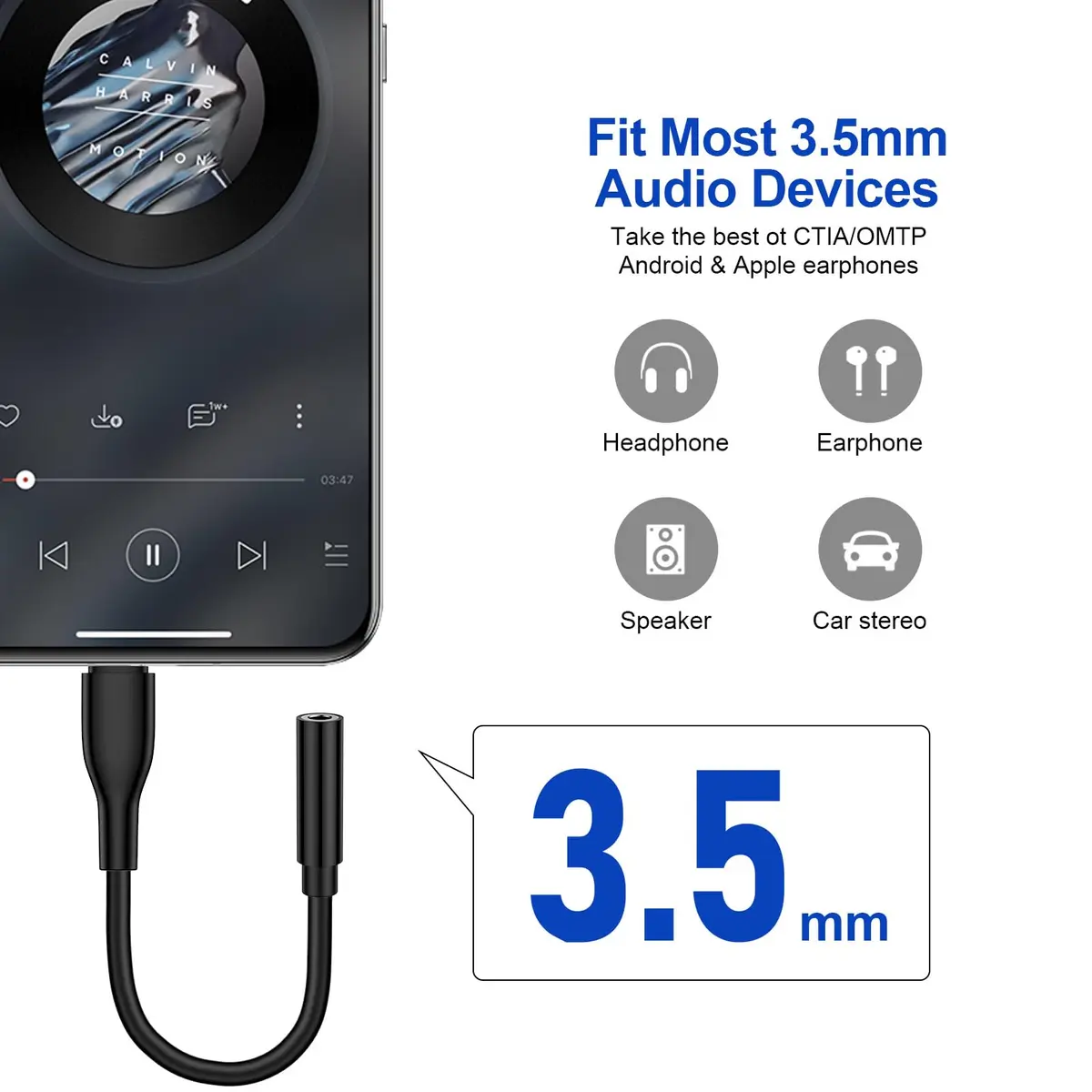 UorMe USB C to 3.5mm Headphone Adapter for Google Pixel 10a 11 10 9 Pro XL Fold | High-Quality Audio Support - view 5