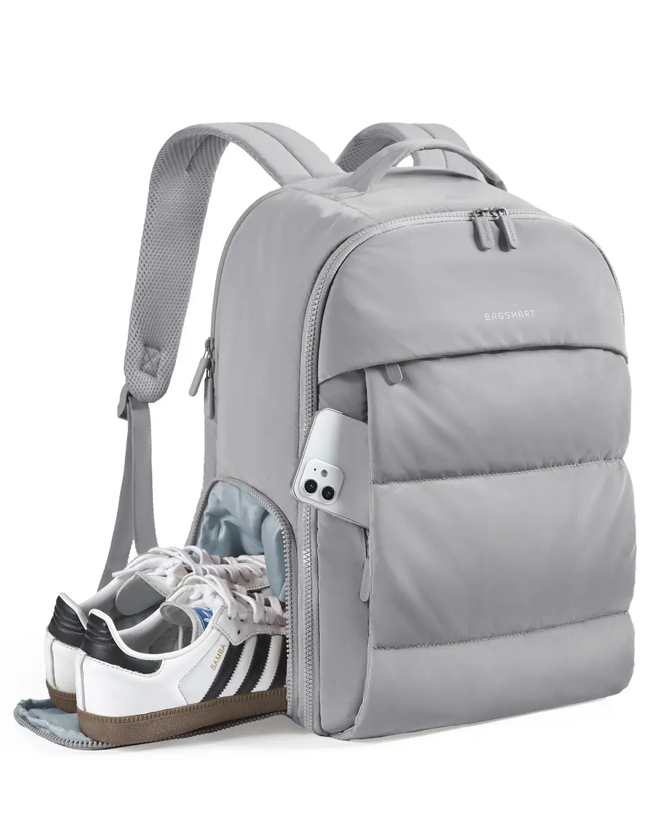 BAGSMART Travel Backpack for Women, 30L, Grey | Airline Approved, Shoe & Wet Pocket - main product image