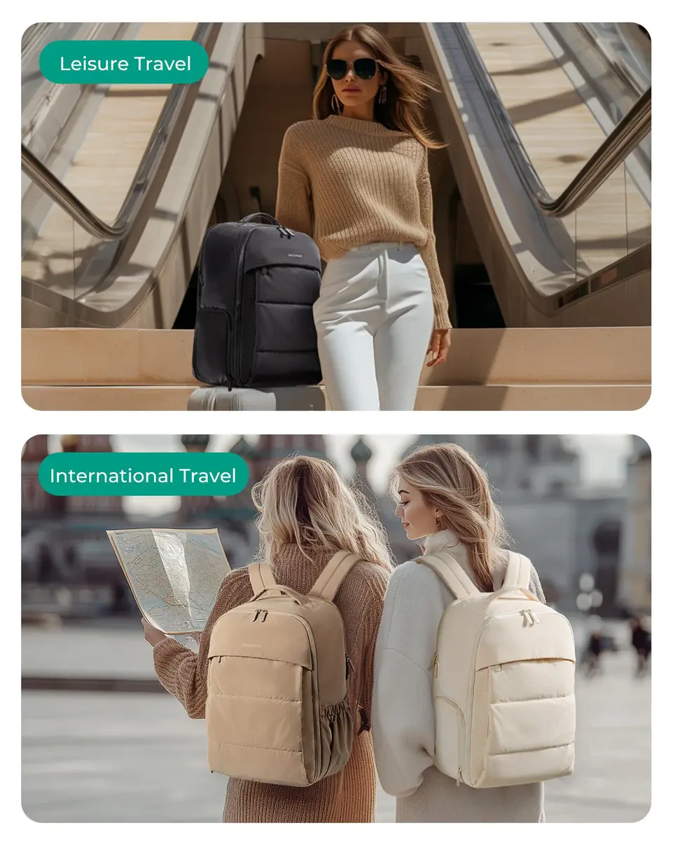 BAGSMART Travel Backpack for Women, 30L, Grey | Airline Approved, Shoe & Wet Pocket - view 7