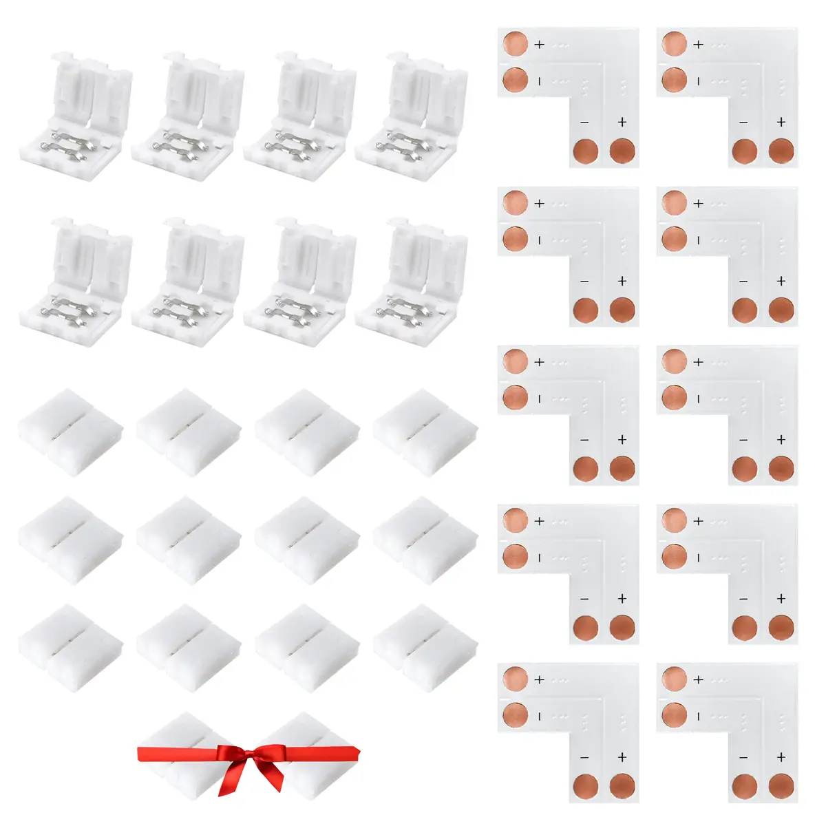 JACKYLED 10mm 2-Pin LED Strip Connectors for LED Strip Lights, 10 Pack | Seamless, Solderless Extension for Home Lighting - main product image