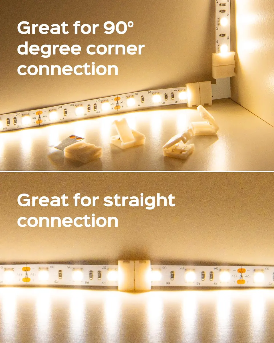 JACKYLED 10mm 2-Pin LED Strip Connectors for LED Strip Lights, 10 Pack | Seamless, Solderless Extension for Home Lighting - view 2