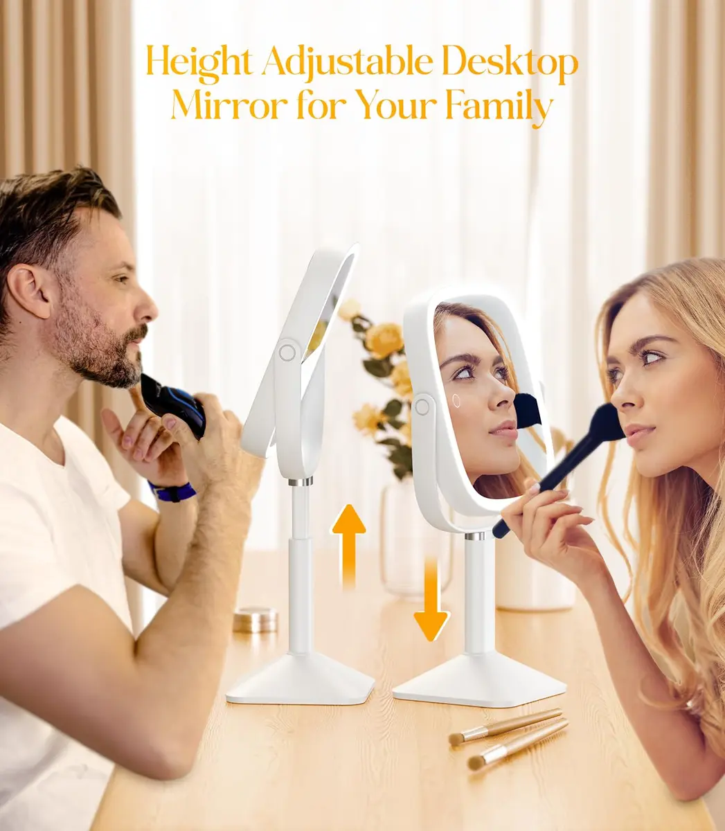 Gospire Rectangle Lighted Makeup Mirror with Lights 8.5"x7.4" | 1X/7X Magnification, Adjustable Height, Rechargeable - view 7
