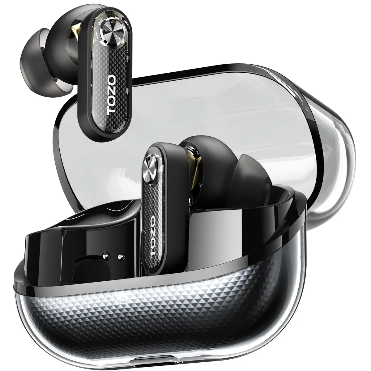 TOZO Crystal Pods Hybrid ANC Wireless Earbuds | 35H Playtime, Transparent Design, Bluetooth 5.4, IPX5 Waterproof - main product image