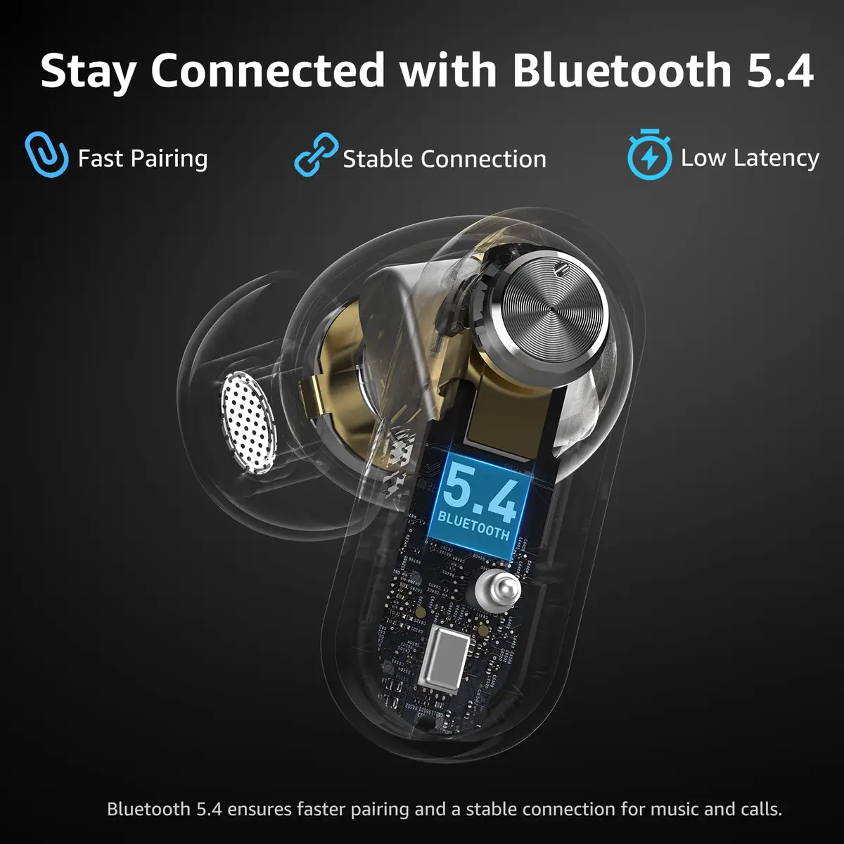 TOZO Crystal Pods Hybrid ANC Wireless Earbuds | 35H Playtime, Transparent Design, Bluetooth 5.4, IPX5 Waterproof - view 6