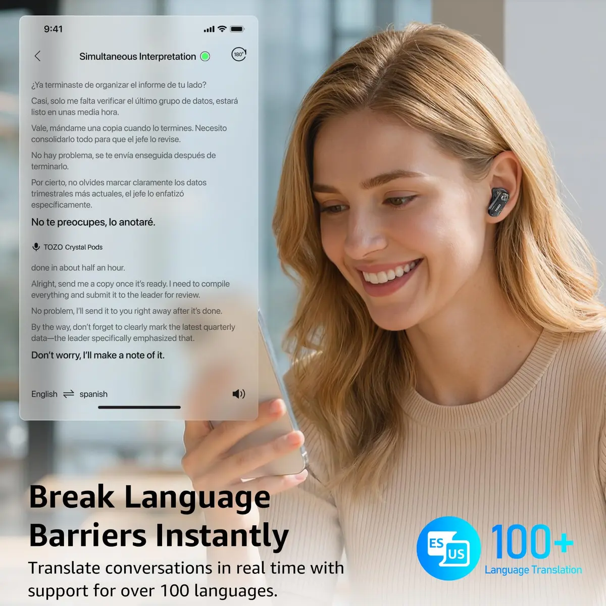 TOZO Crystal Pods Hybrid ANC Wireless Earbuds | 35H Playtime, Transparent Design, Bluetooth 5.4, IPX5 Waterproof - view 8