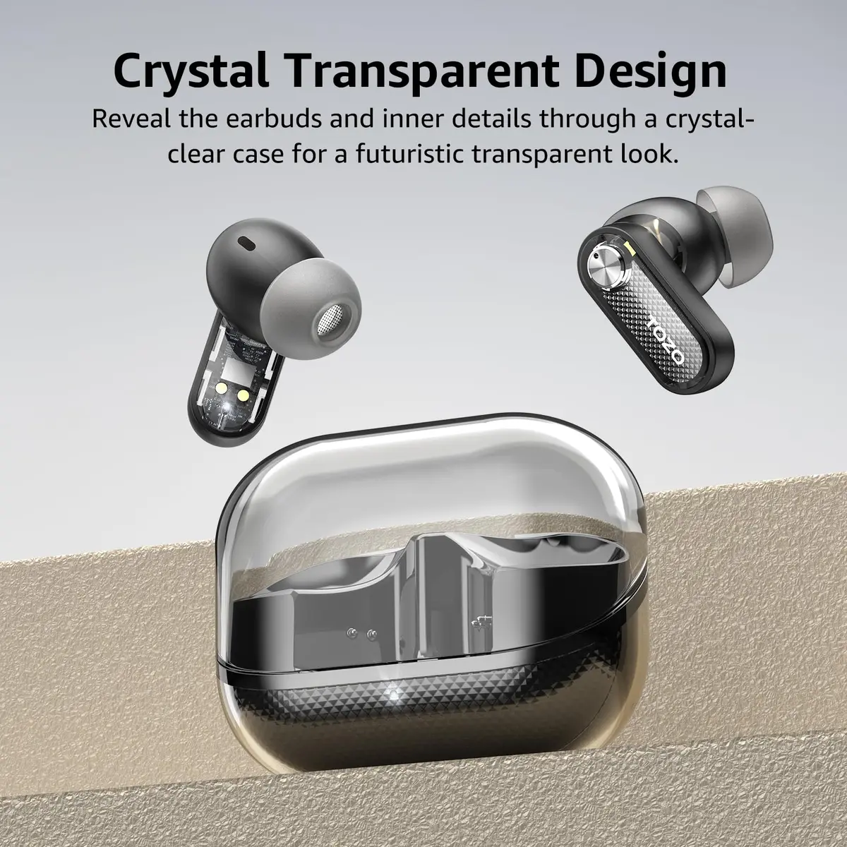 TOZO Crystal Pods Hybrid ANC Wireless Earbuds | 35H Playtime, Transparent Design, Bluetooth 5.4, IPX5 Waterproof - view 2
