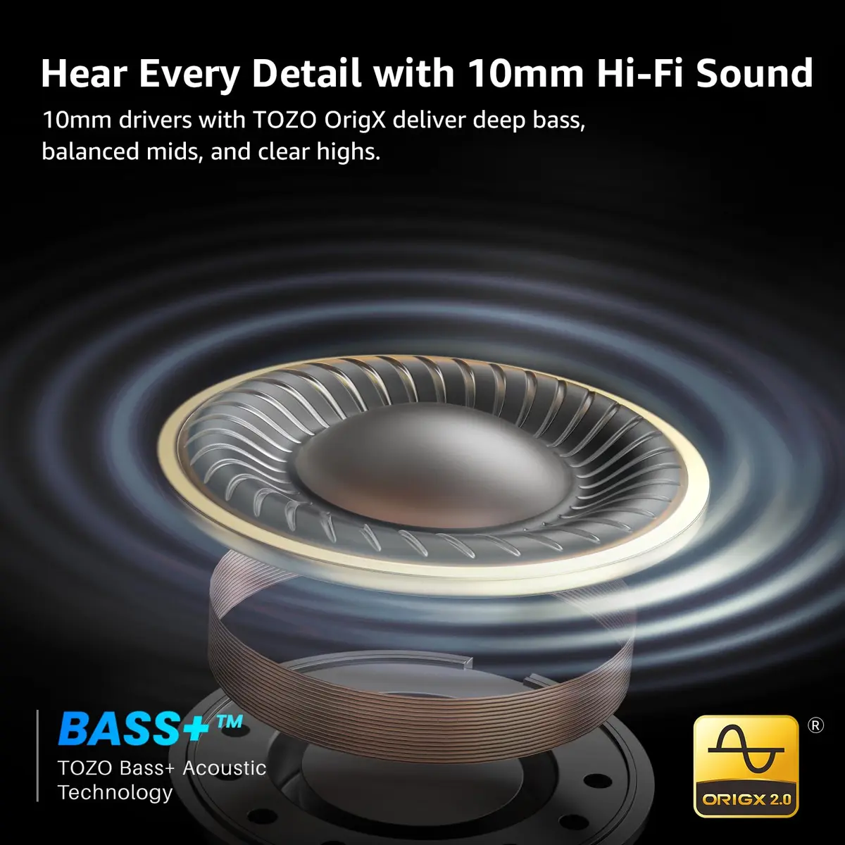 TOZO Crystal Pods Hybrid ANC Wireless Earbuds | 35H Playtime, Transparent Design, Bluetooth 5.4, IPX5 Waterproof - view 4