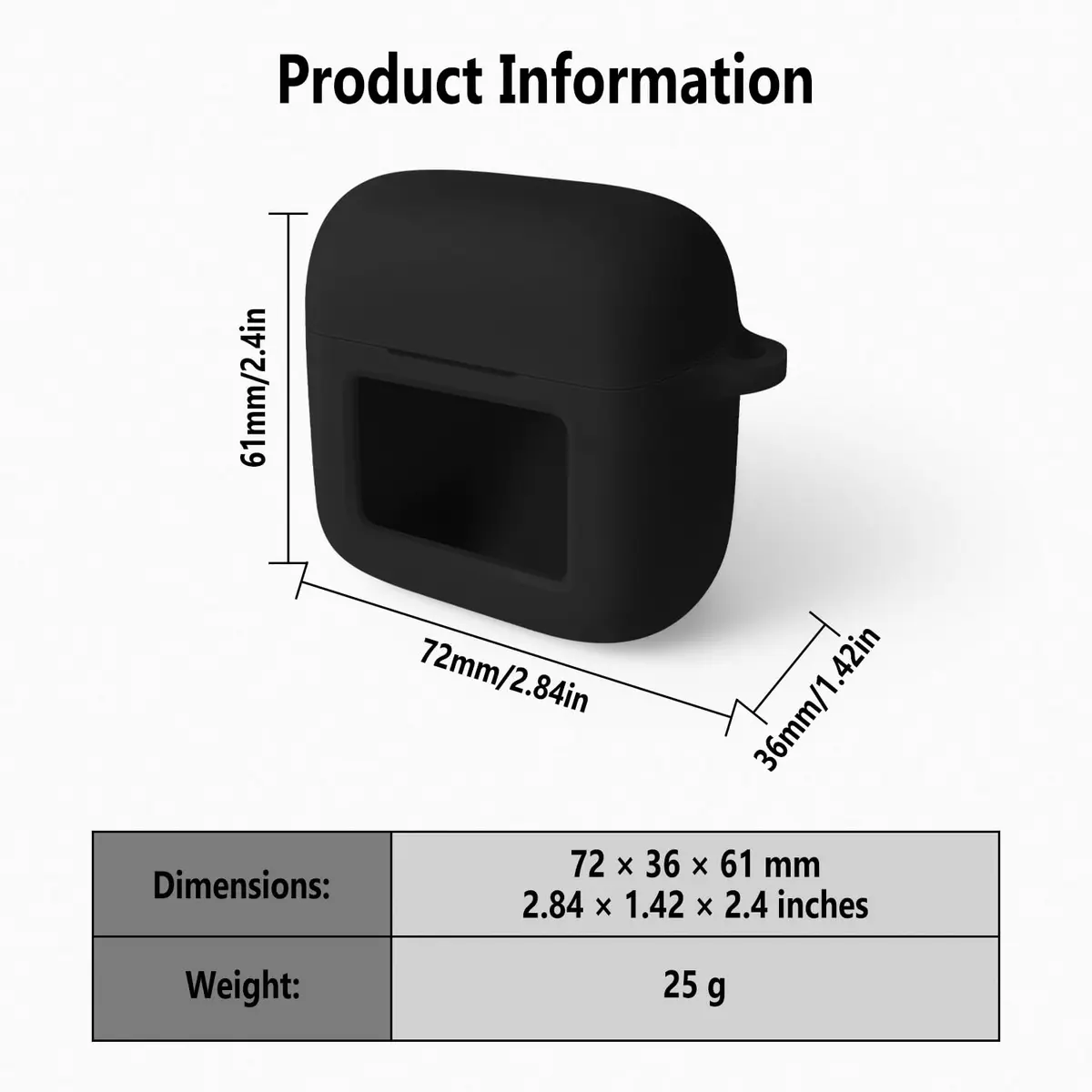 Geiomoo Black Silicone Case for JBL Tour Pro 3 with Carabiner | Protective Earbud Cover - view 3