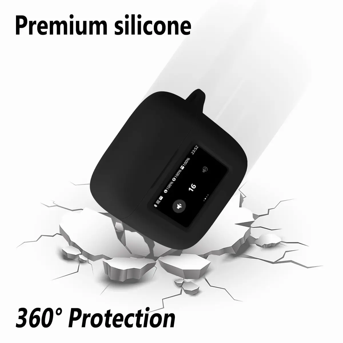 Geiomoo Black Silicone Case for JBL Tour Pro 3 with Carabiner | Protective Earbud Cover - view 4