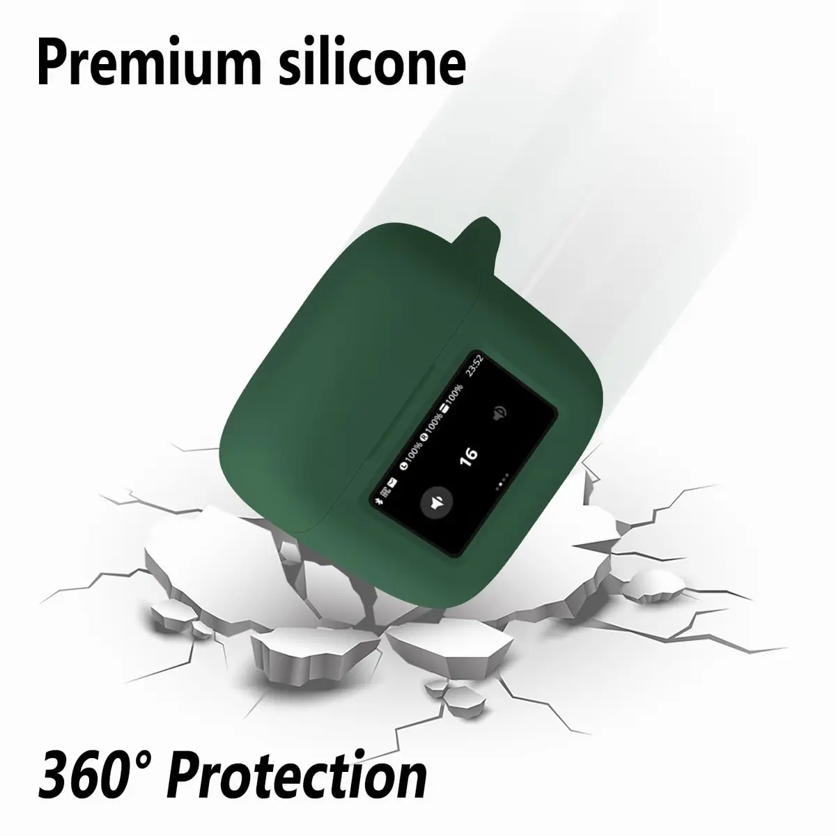 Geiomoo Emerald Green Silicone Case for JBL Tour Pro 3 Earbuds | Protective Cover with Carabiner - view 4