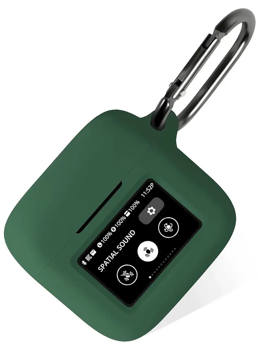 Geiomoo Emerald Green Silicone Case for JBL Tour Pro 3 Earbuds | Protective Cover with Carabiner - main product image