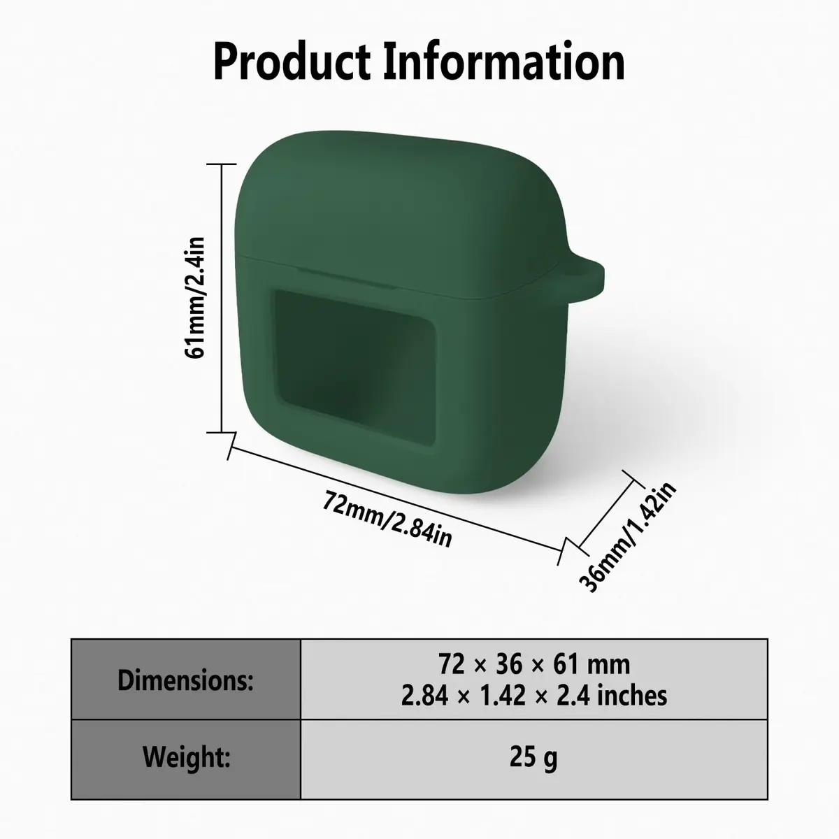 Geiomoo Emerald Green Silicone Case for JBL Tour Pro 3 Earbuds | Protective Cover with Carabiner - view 3